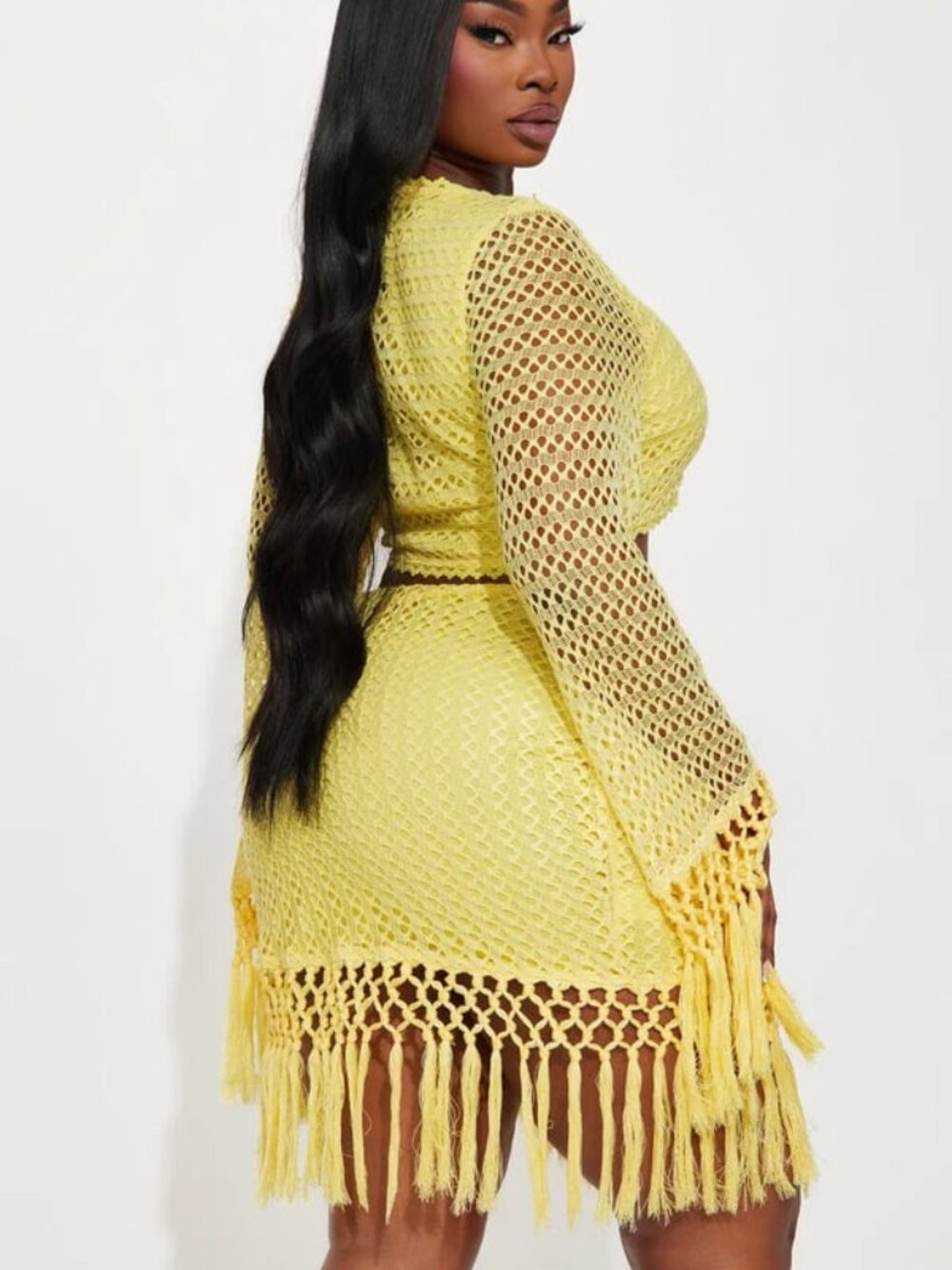 Fashion Nova “Don’t Be Jealous” Crochet Skirt Set — Yellow — Size 3X